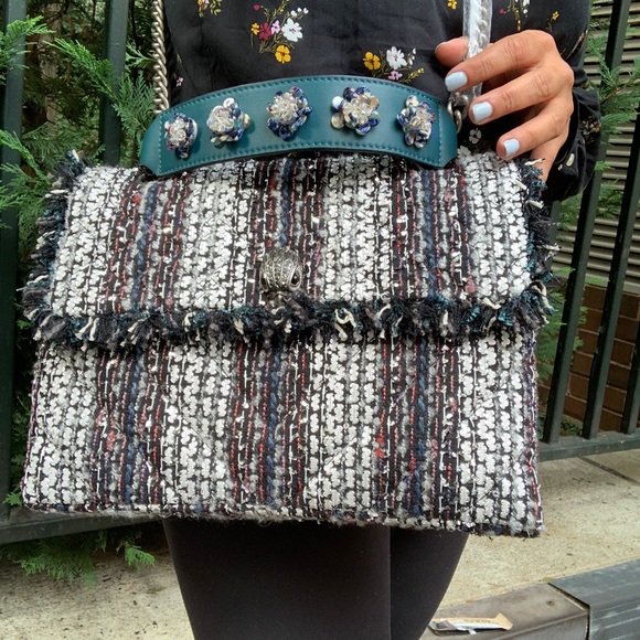 Authentic KURT GEIGER LONDON TWEED/leather Crosby - Picture 12 of 16